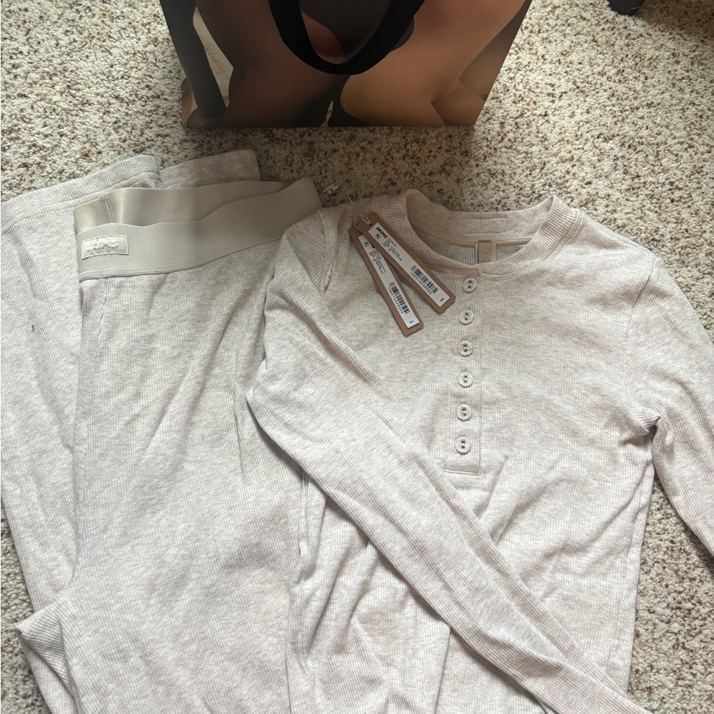 Cream Henley Pajama Set